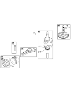 Crankshaft Group Diagram and Parts List for 49R977-0016-G1  Briggs and Stratton Engine